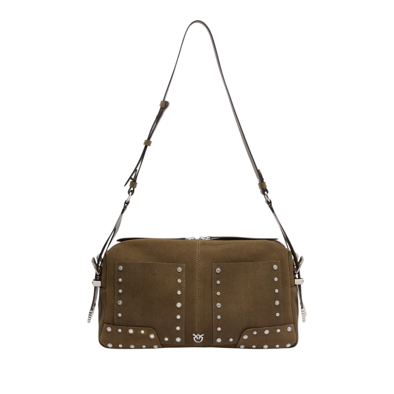 Τσάντα ώμου 24 Classic suede με τρουκς σε χακί - Pinko | 106676A3LX-V65N
