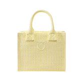 Τσάντα tote από raffia μπεζ με λογότυπο - Pinko