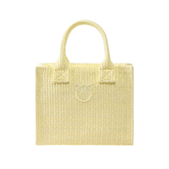 Τσάντα tote από raffia μπεζ με λογότυπο - Pinko