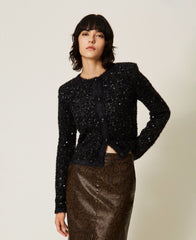 Σακάκι πλεκτό με παγιέτες και χάντρες σε μαύρο - Twinset | 262TT3300-00006