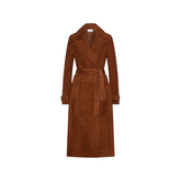 Μακριά καπαρντίνα Saletta σε καφέ suede - Marella | MLLSALETTA-003