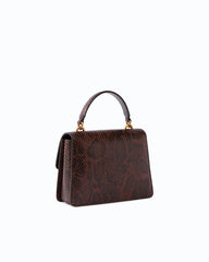 Τσάντα top handle σε καφέ snakeskin - Pinko
