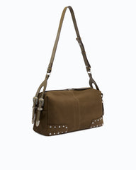 Τσάντα ώμου 24 Classic suede με τρουκς σε χακί - Pinko | 106676A3LX-V65N