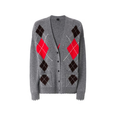 Ζακέτα Bristol Cardigan με ρόμβους σε γκρι - Pinko
