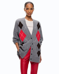 Ζακέτα Bristol Cardigan με ρόμβους σε γκρι - Pinko