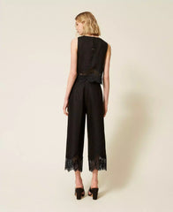 Παντελόνι λινό με δαντέλα - Twinset