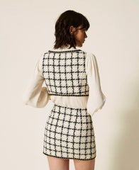 Αμάνικο τοπάκι Boucle καρό σε ασπρόμαυρο - Twinset