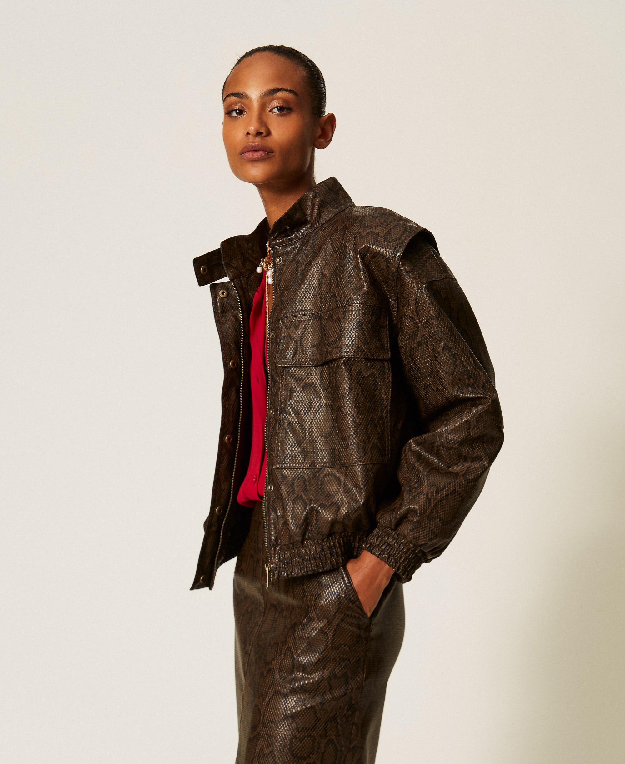 Μπουφάν bomber snakeskin σε καφέ με μαύρο - Twinset | 262TT2280-14058
