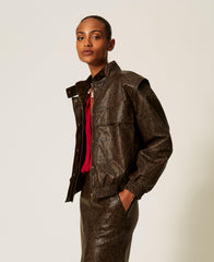 Μπουφάν bomber snakeskin σε καφέ με μαύρο - Twinset | 262TT2280-14058