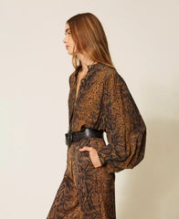 Μακρυμάνικο πουκάμισο με animal print σε καφέ - Twinset