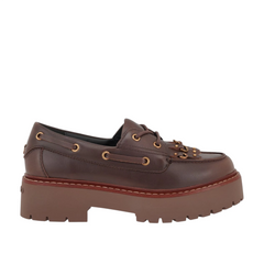Loafers δερμάτινα σε καφέ με χρυσά μεταλλικά στοιχεία - Pinko
