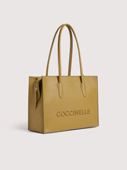 Τσάντα tote λαδί με λογότυπο - Coccinelle