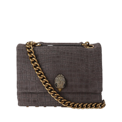 Τσάντα ώμου Large Kensington σε καφέ σκούρο suede croc - Kurt Geiger | 6062635249-35